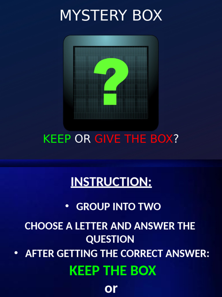 Mystery Box Riddles Challenge | PDF