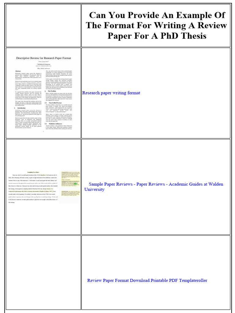 Can You Provide an Example of the Format for Writing a Review Paper for ...