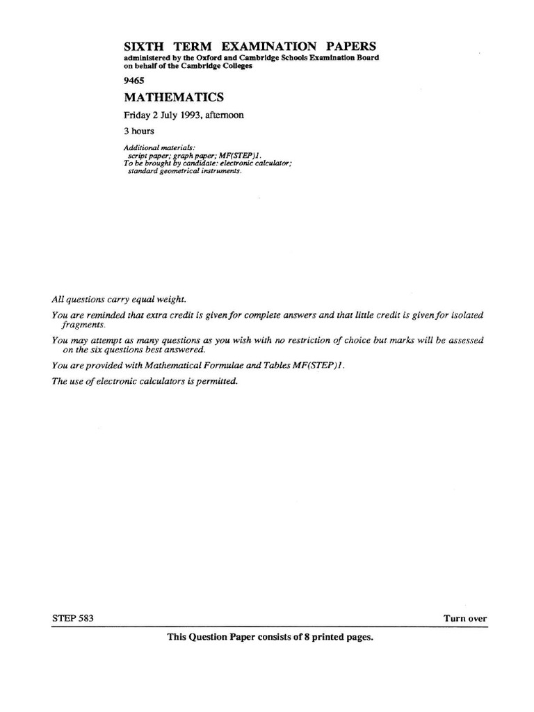 1993 Step 1 - Maths | PDF