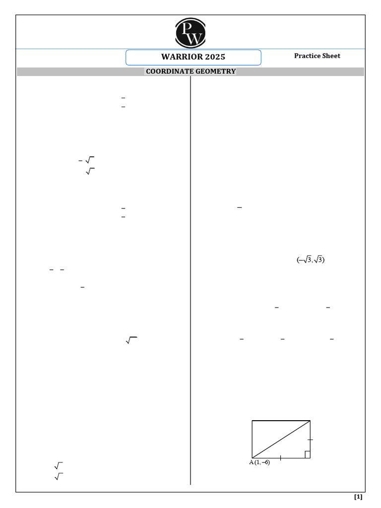 Coordinate Geometry Practice Sheet | PDF | Triangle | Euclidean Plane ...