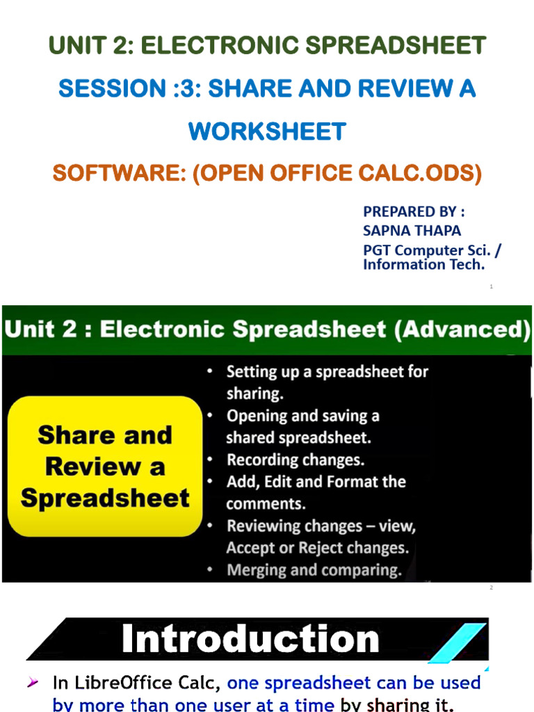 Share and Review Worksheets in Calc | PDF | Spreadsheet | Software