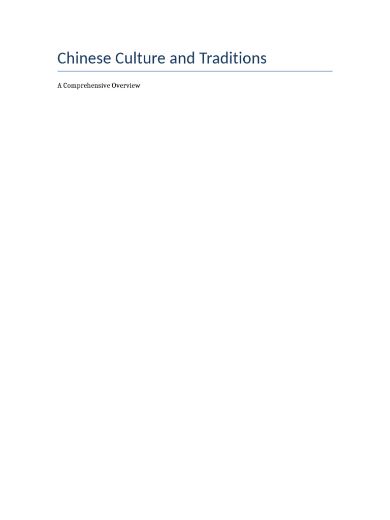 Overview of Chinese Culture and Traditions | PDF