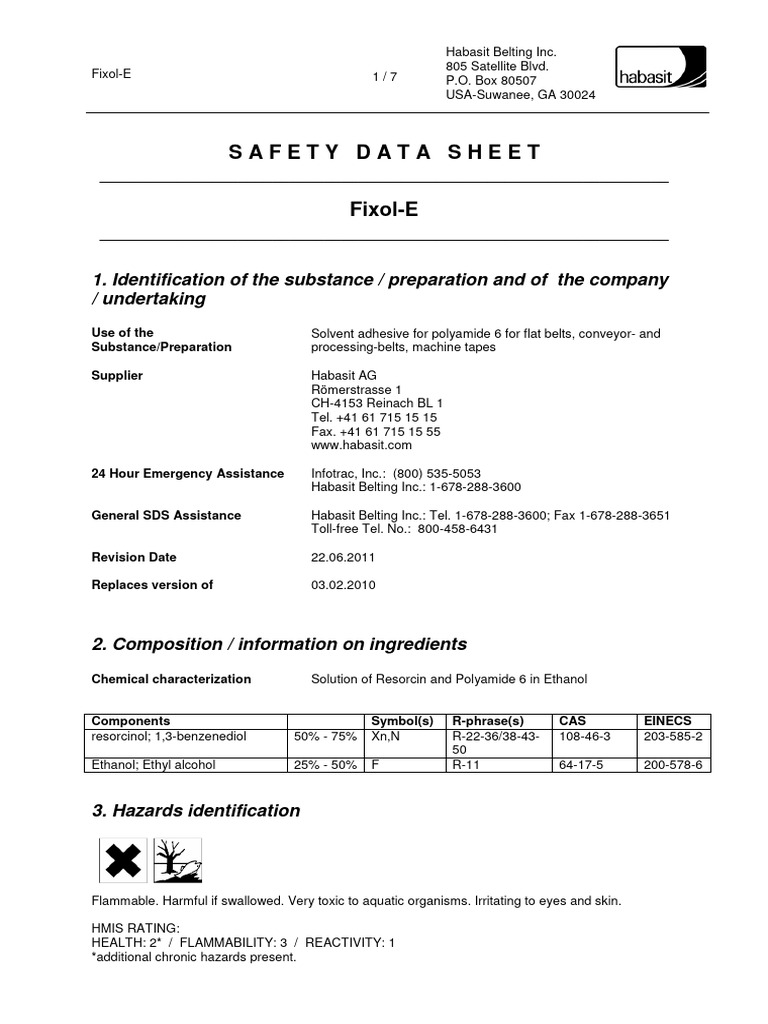 Fixol-E Safety Data Sheet | PDF | Firefighting | Occupational Safety ...