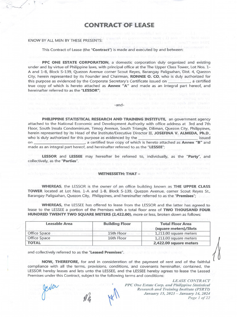PPC 2023 Contract of Lease 2 | PDF