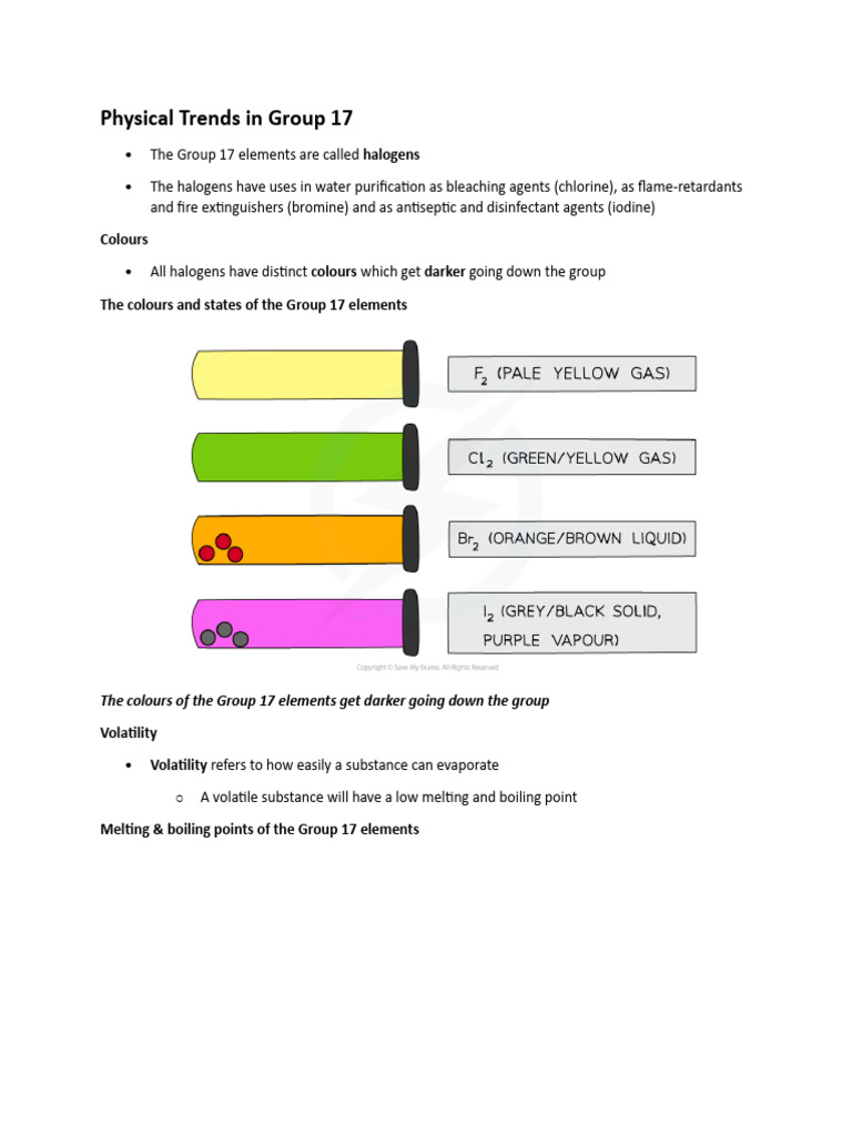 1) Physical Trends in Group 17 Aib | PDF | Chemical Bond ...