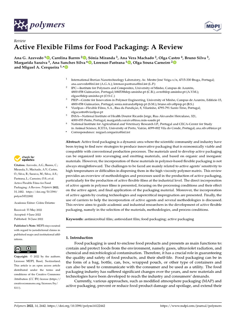 Active Flexible Films for Food Packaging | PDF | Extrusion | Polyvinyl ...