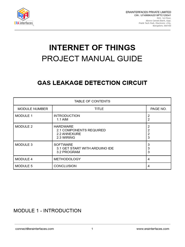 Gas Leakage Detection Circuit Guide | PDF | Arduino | Internet Of Things
