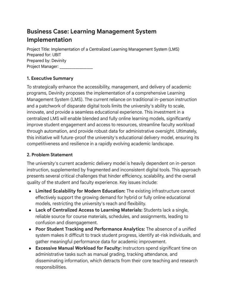 Learing Management System - 1. Executive Summary - T... | PDF | Computing
