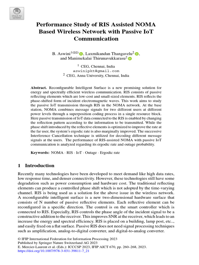 RIS-Assisted NOMA for IoT Networks | PDF | Base Station | Internet Of ...