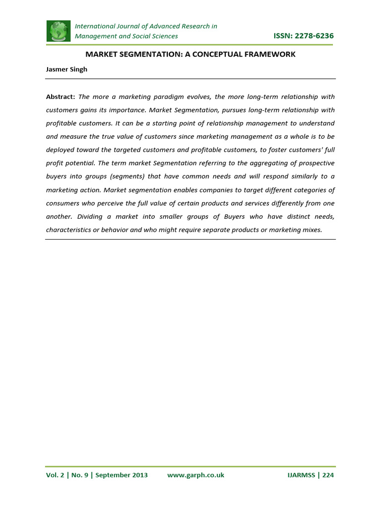 04 Market Segmentation - A Concceptual Framework | PDF | Market ...