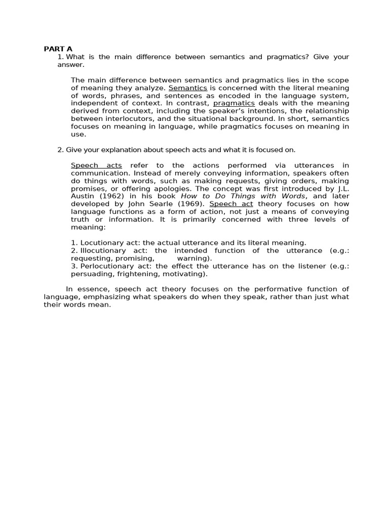 Semantics vs. Pragmatics Explained | PDF