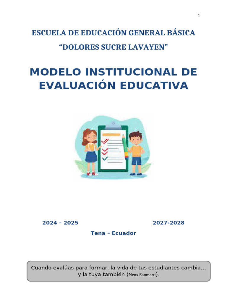 Modelo de Evaluación Educativa 2024-2028 | PDF | Evaluación | Enseñando