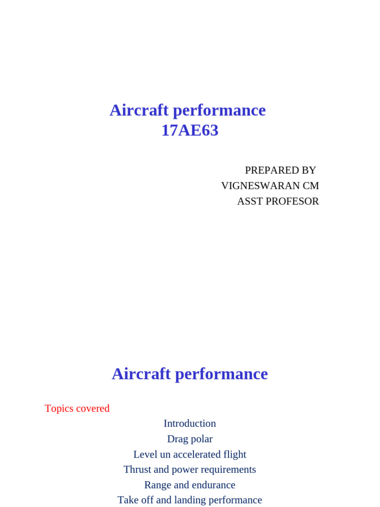 Aircraft Performance | PDF | Flight | Drag (Physics)