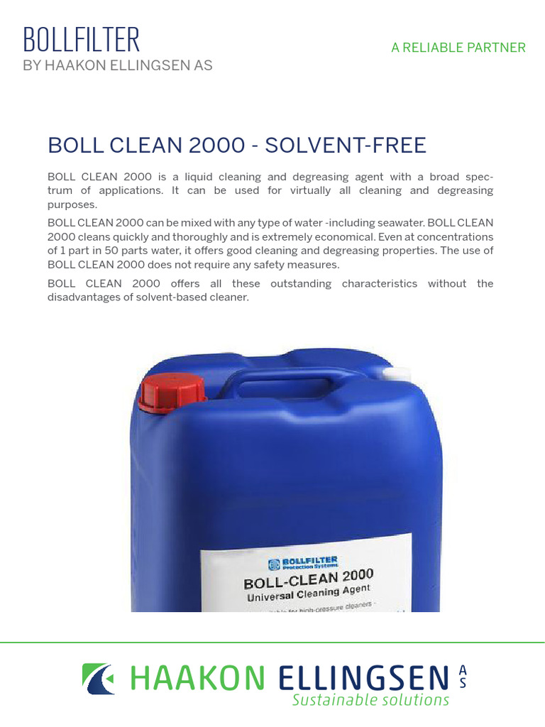 BOLL CLEAN 2000: Versatile Solvent-Free Cleaner | PDF | Water | Oil