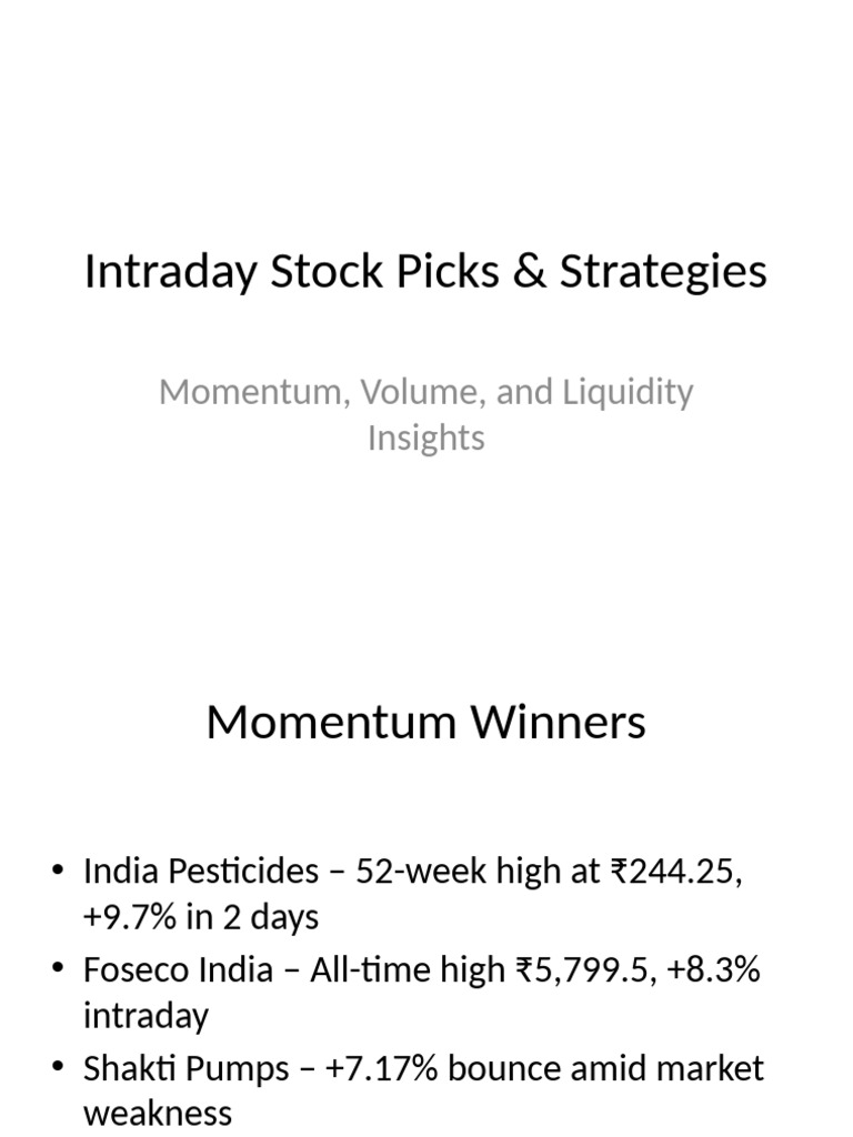 Intraday Stock Picks & Strategies Guide | PDF