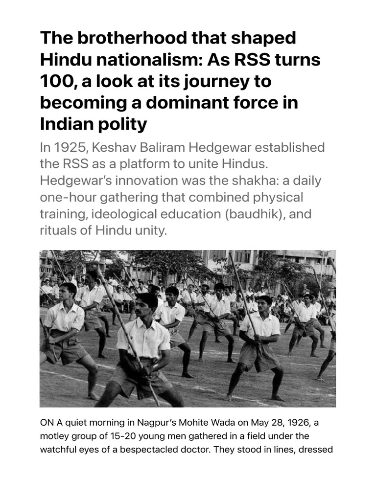 RSS: A Century of Hindu Nationalism | PDF | Bharatiya Janata Party ...