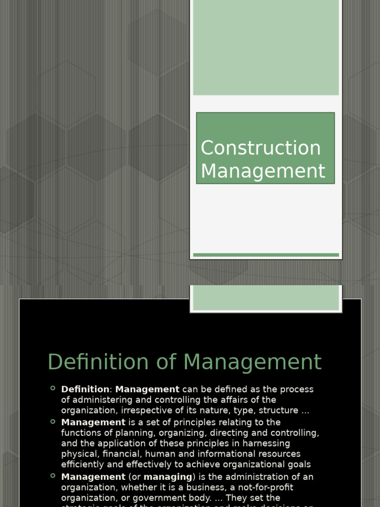 UNIT 1 Construction Management | PDF | Planning | Construction Management