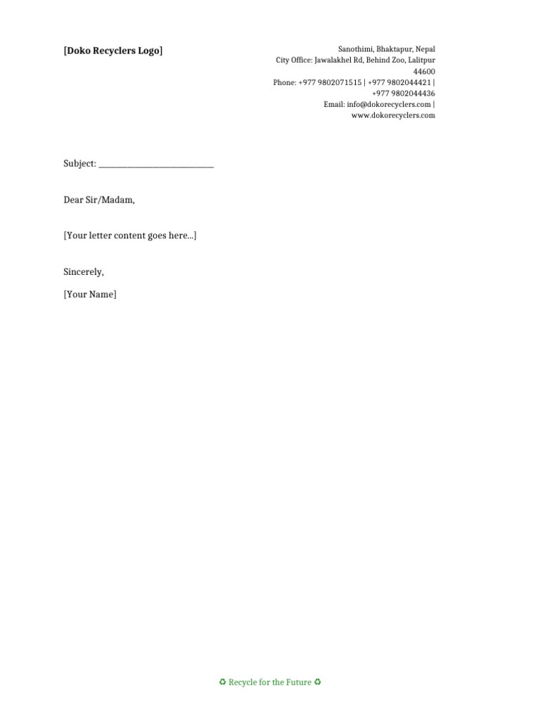 Doko Recyclers Letterhead Layout | PDF