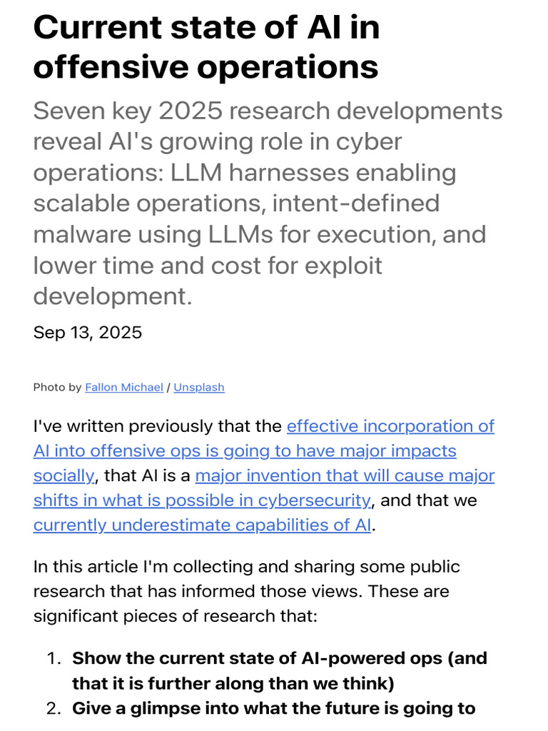 Current State of AI in Offensive Operations | PDF | Artificial ...