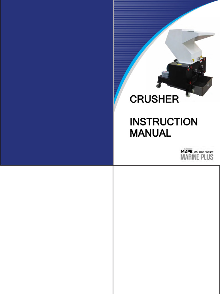 Crusher Instruction Manual for Plastics | PDF | Plastic | Noise