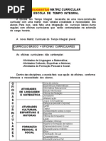 SUGESTÃO MATRIZ CURRICULAR Tempo Integral