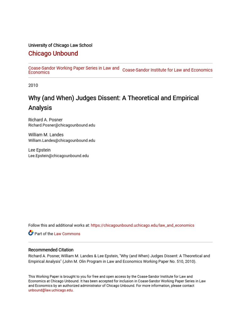 Why (And When) Judges Dissent - A Theoretical and Empirical Analys ...