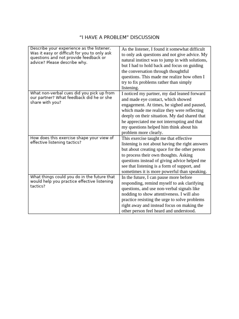 Effective Listening Techniques Explained | PDF | Nonverbal ...