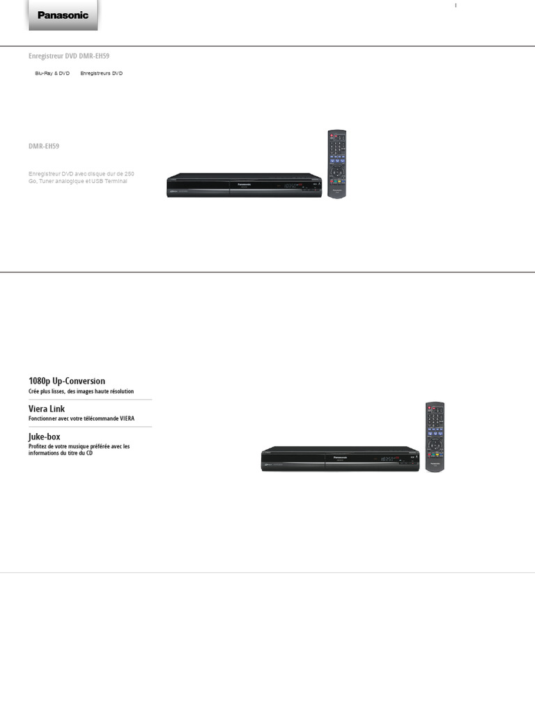 Panasonic DMR-EH59 | PDF | Dvd | Consumer Electronics