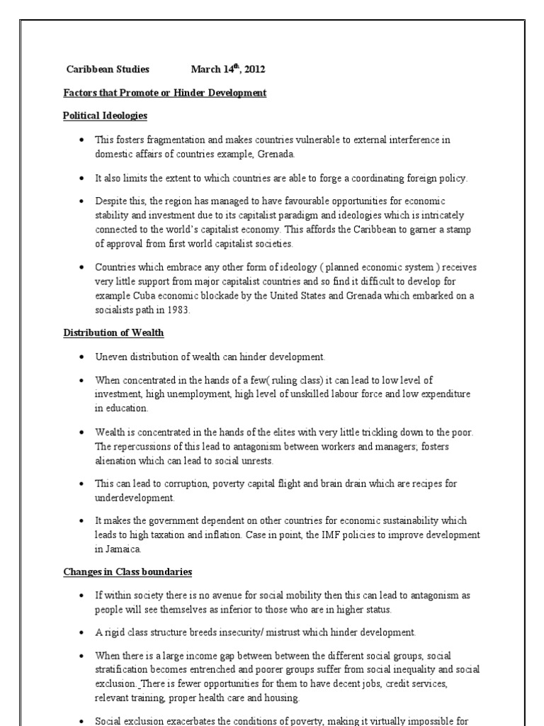 Factors Hindering Caribbean Development | PDF | Natural Disasters | Poverty