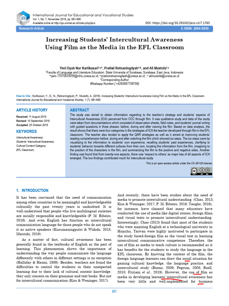 Enhancing Intercultural Awareness in EFL | PDF | Cross Cultural ...