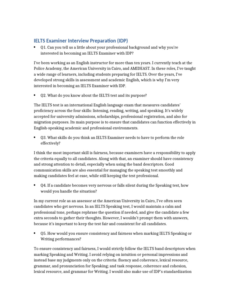 IELTS Examiner Interview Insights | PDF | International English ...