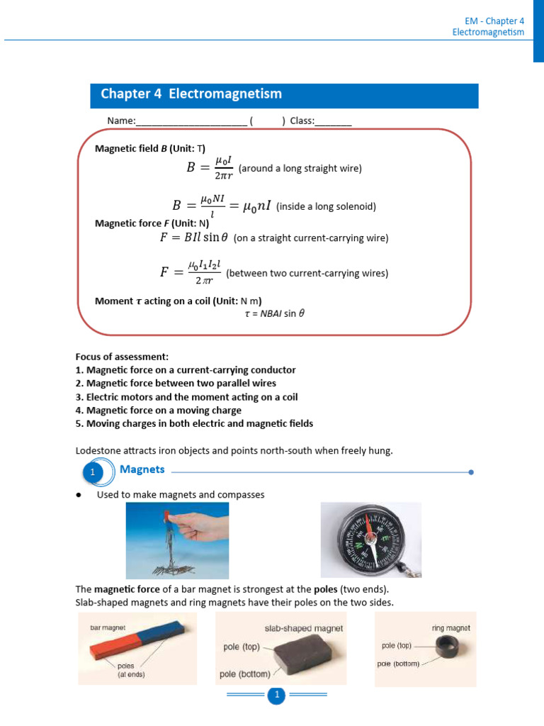 Chapter 4 Electromagnetism | PDF | Magnetic Field | Magnetism