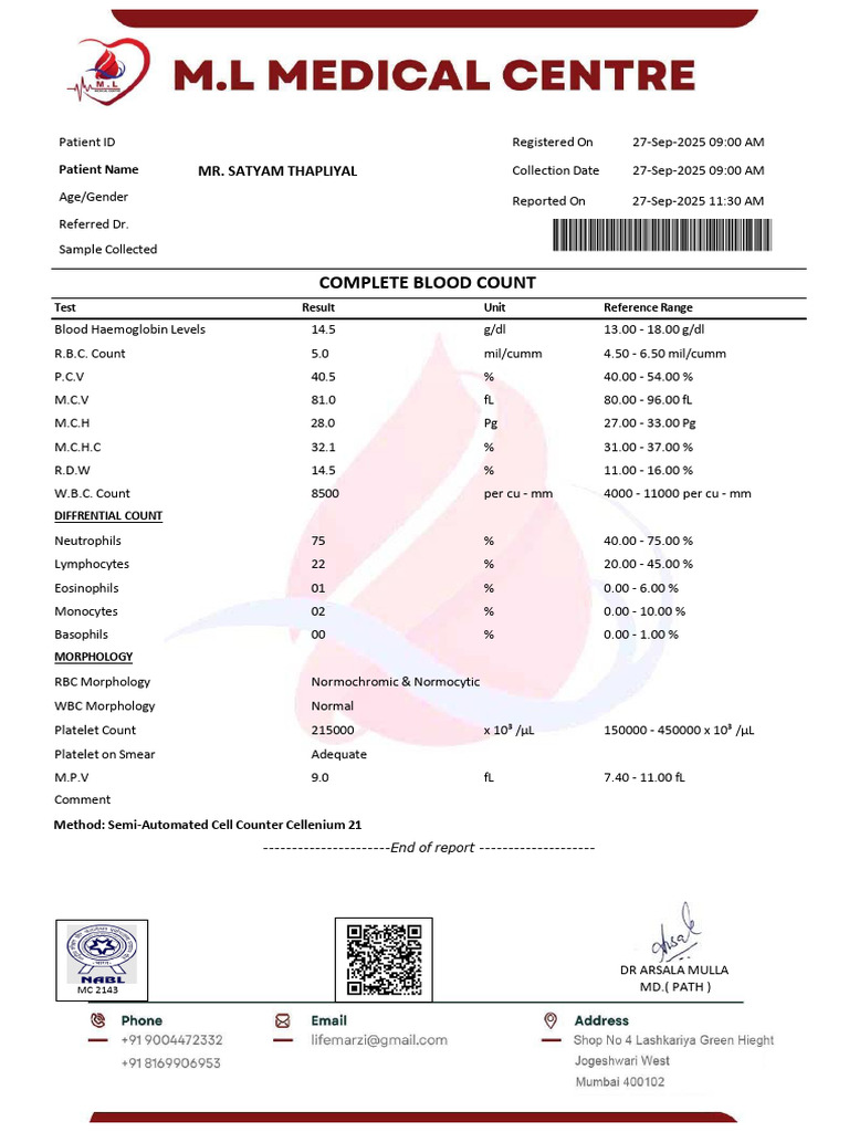 Comprehensive Blood Test Report | PDF | Glycated Hemoglobin | Cholesterol