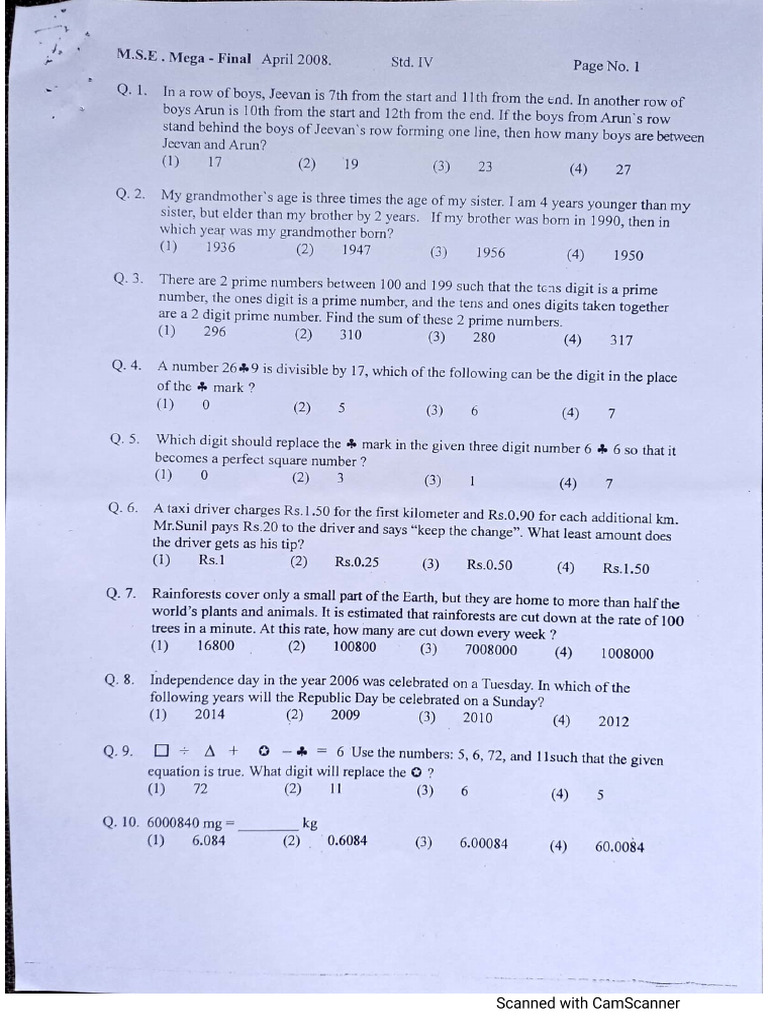 IPM Mega Final Grade 4 2008 2019 | PDF