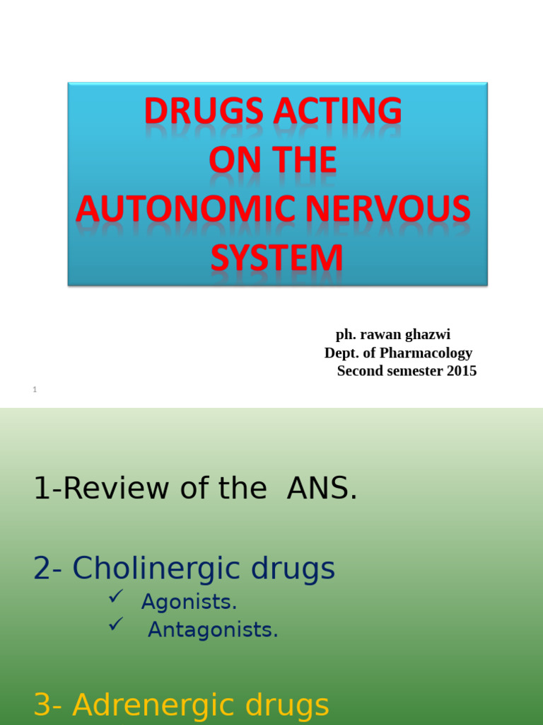 Overview of Autonomic Nervous System Drugs | PDF | Acetylcholine ...