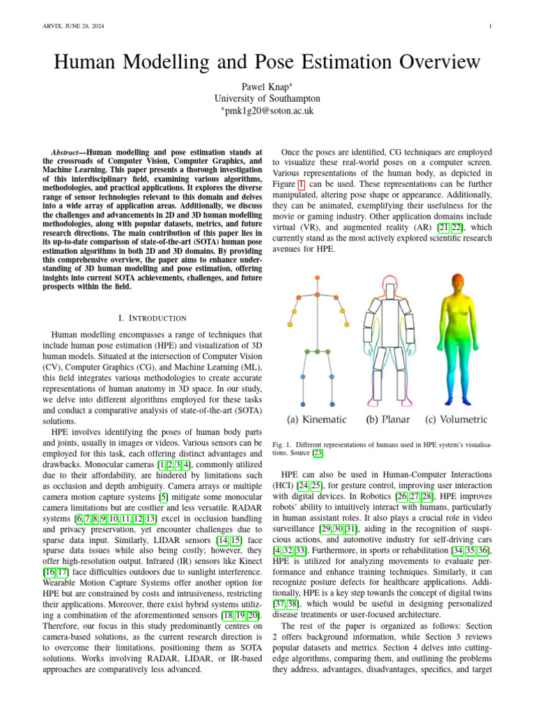 Human Modelling & Pose Estimation Insights | PDF | 3 D Computer ...
