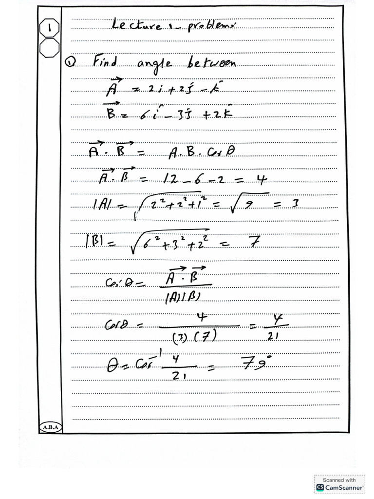 HW Lecture 1 Vector | PDF