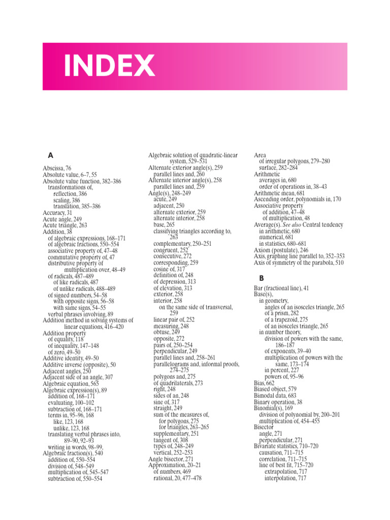 Comprehensive Math Concepts Index | PDF | Numbers | Line (Geometry)