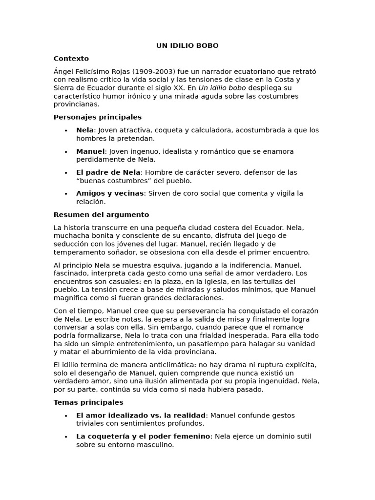 Un idilio bobo: amor y desengaño | PDF | Amor | Humor