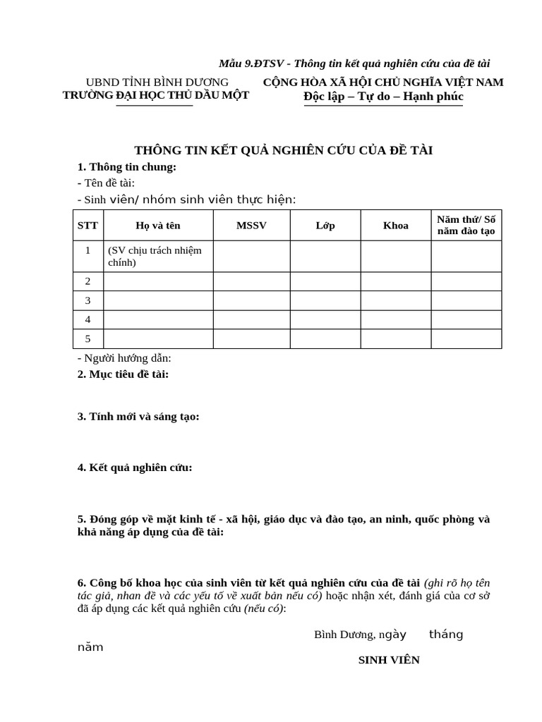 Mau 9 - Thong Tin Ket Qua Nghien Cuu | PDF