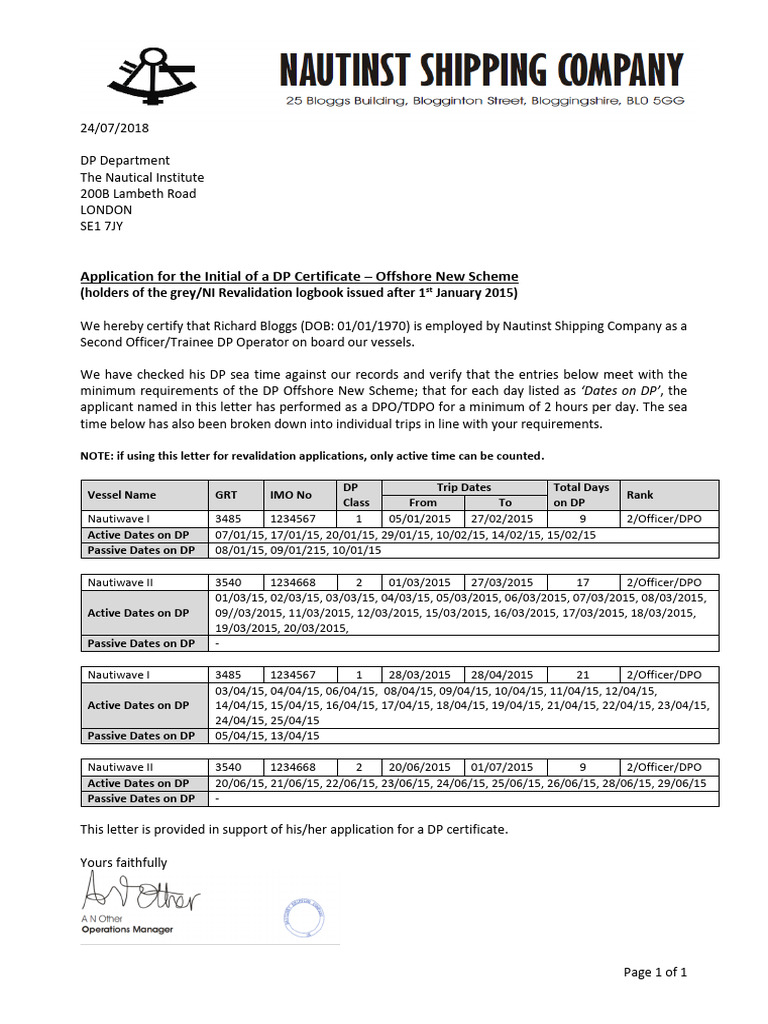 DP Certificate Application for Richard Bloggs | PDF | Shipping