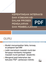 Kepentingan Interaksi Dan Komunikasi Dalam Proses Pengajaran Dan Pembelajaran