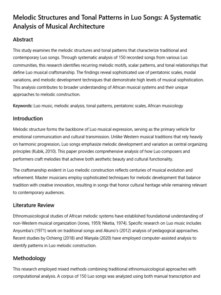 Luo Songs: Melodic Structures Analysis | PDF | Scale (Music) | Interval ...
