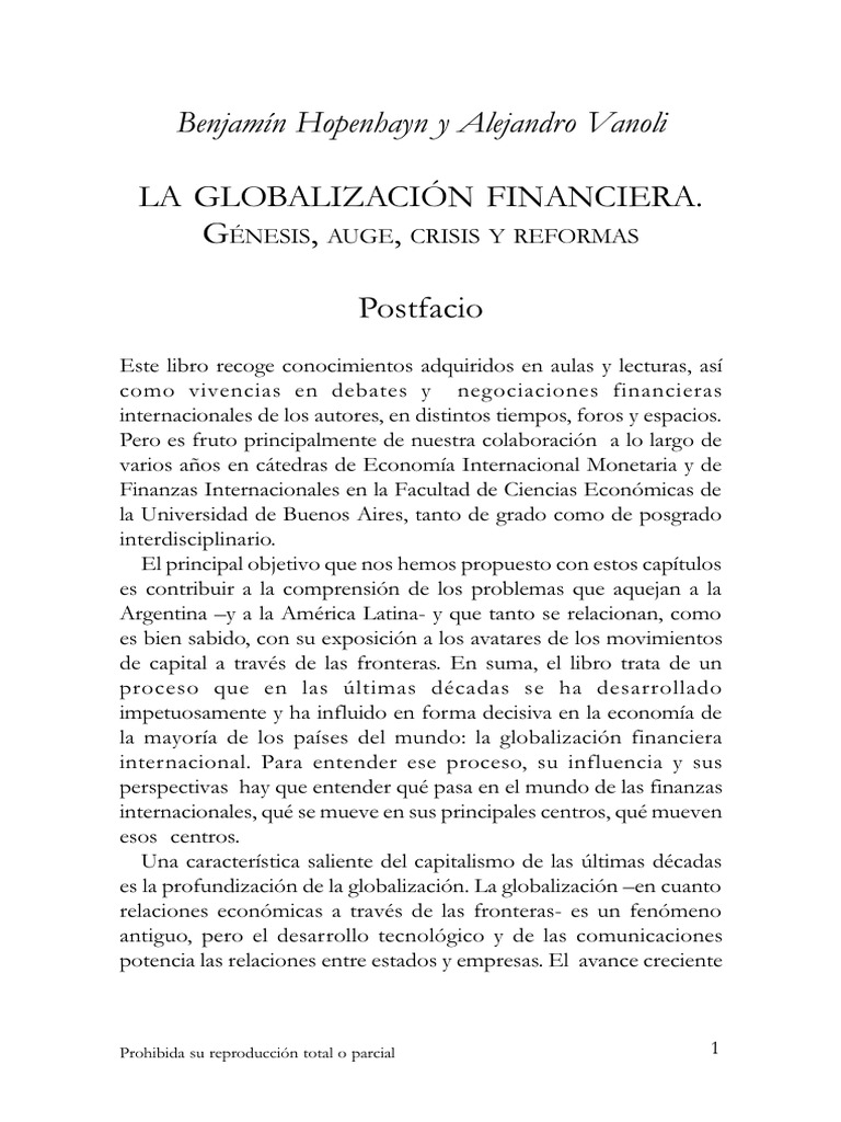 Impacto de la Globalización Financiera | PDF | Globalización | Inversiones