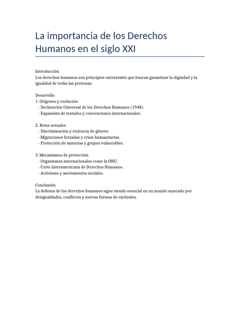 La Importancia de Los Derechos Humanos en El Siglo XXI | PDF