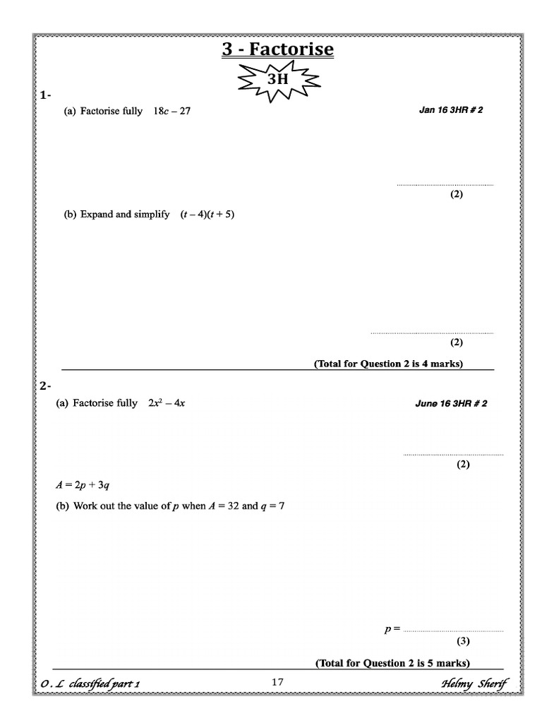 O.L. Classified Part 1 by Helmy Sherif | PDF