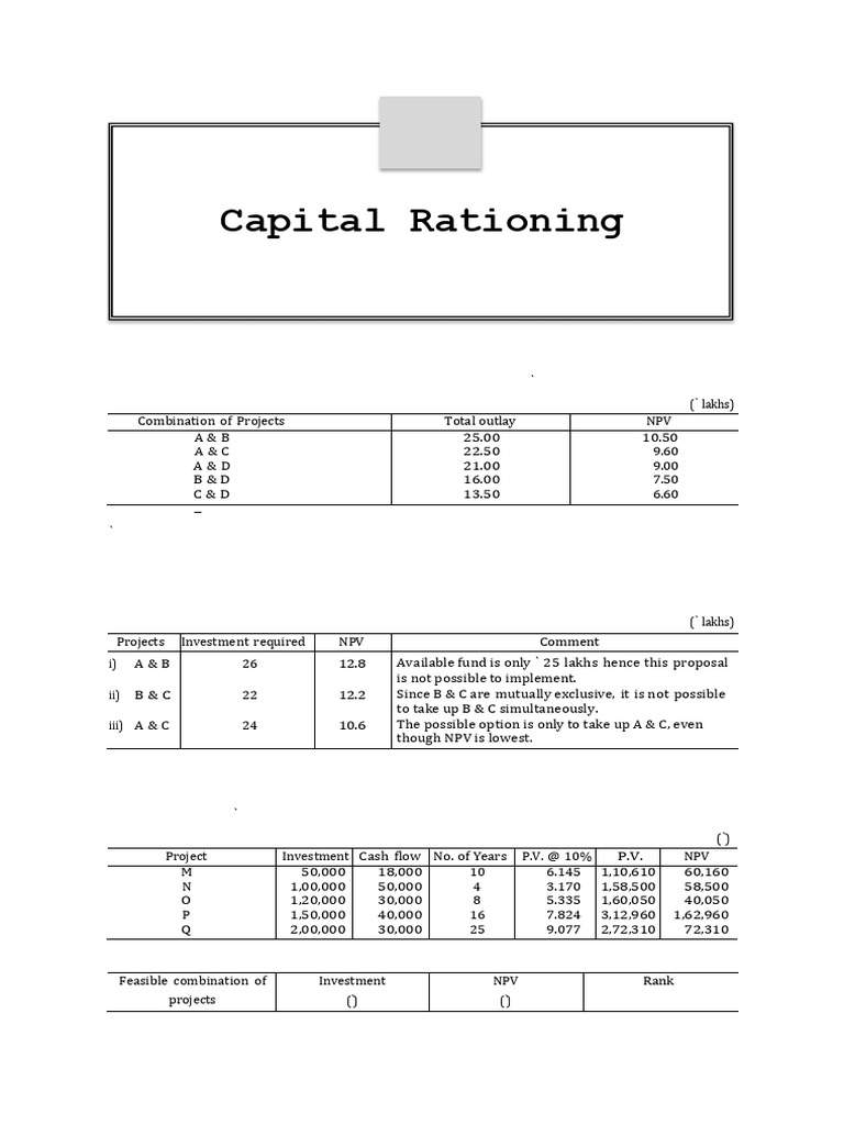 Capital Rationing Solution-2 | PDF | Economies | Economics