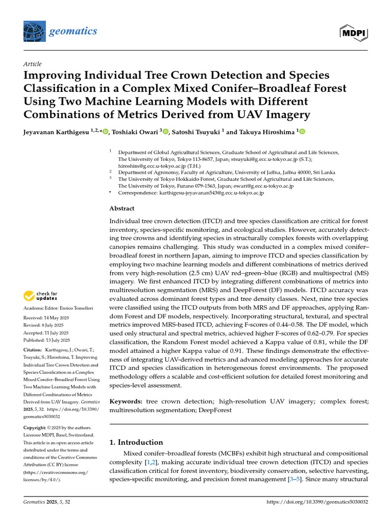 Tree Crown Detection and Species Classification Using UAV Imagery | PDF ...