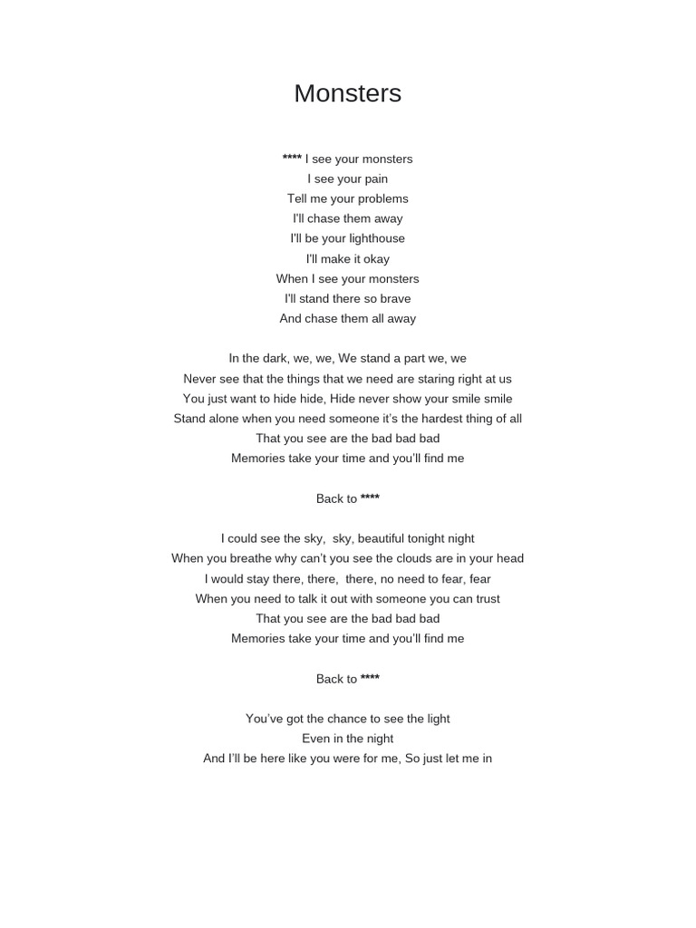 Monsters Lyrics Analysis | PDF