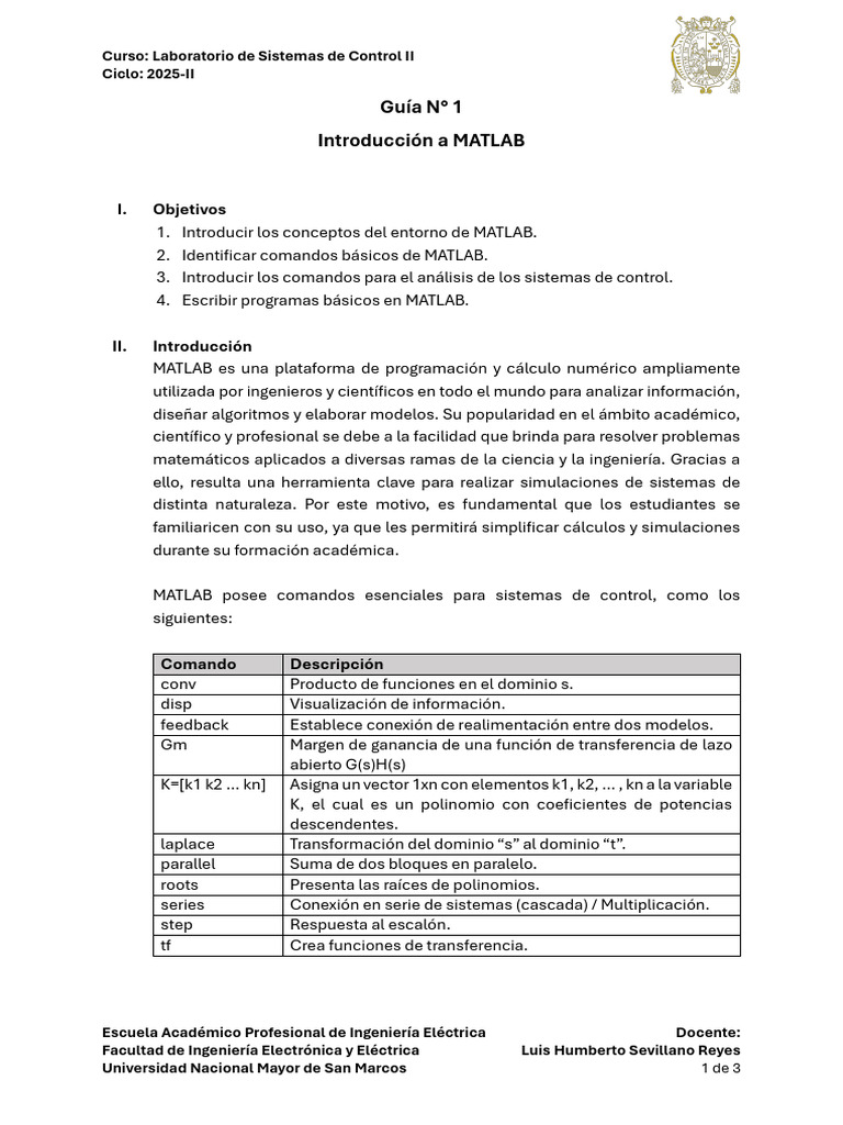 Introducción a MATLAB para Control II | PDF | Matlab | Sistema de control